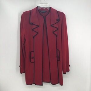Ming Wang Women’s Knit Cardigan Jacket Sweater Long Career Casual Red Size L
